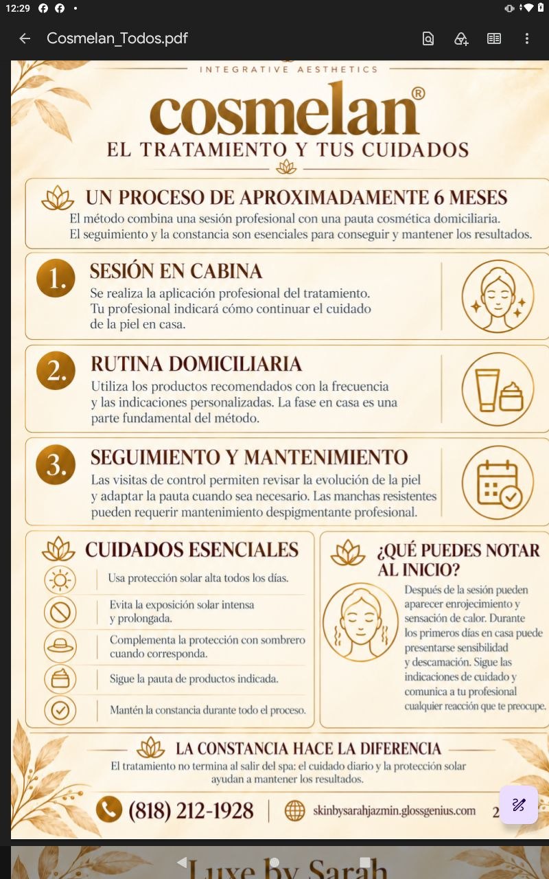 Cosmelan · El tratamiento y tus cuidados